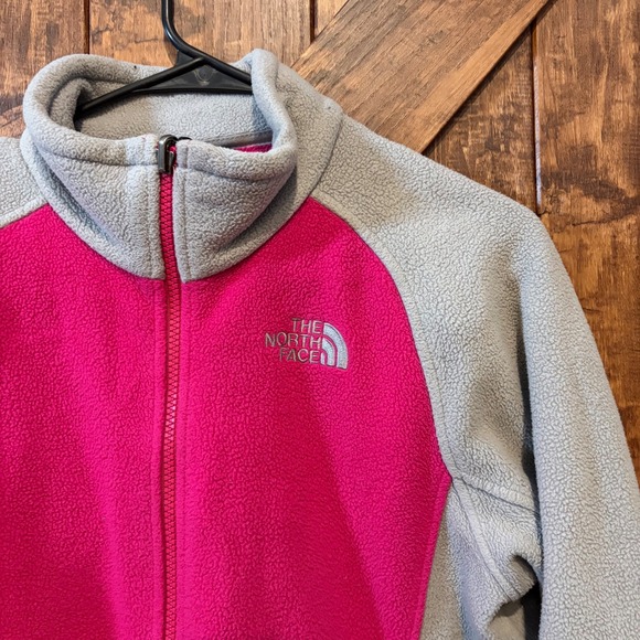 The North Face Fleece Jacket Womens M/M Pink Gray Full Zip Outdoor Soft - Picture 2 of 6